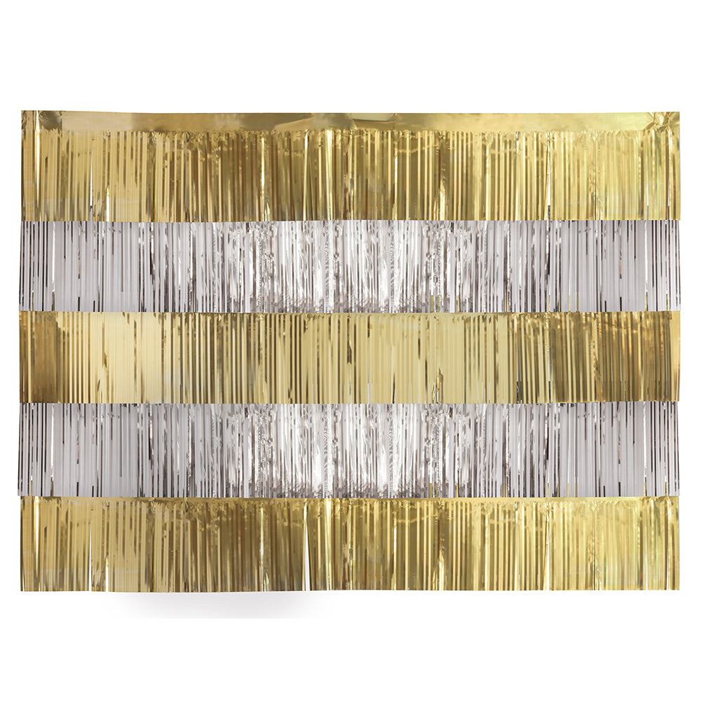 4 foot GOLD & SILVER FOIL FRINGE BACKDROP